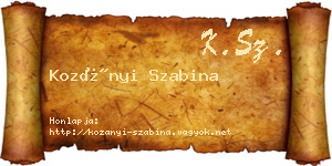 Kozányi Szabina névjegykártya